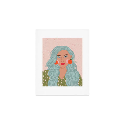 Woman Portrait- Clementines Earrings Art Print Gallery Image 1