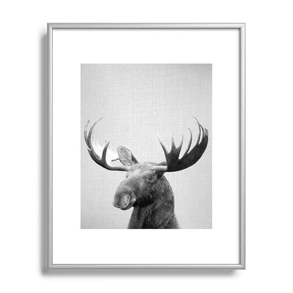 Moose - Black & White Framed Art Print Gallery Image 131