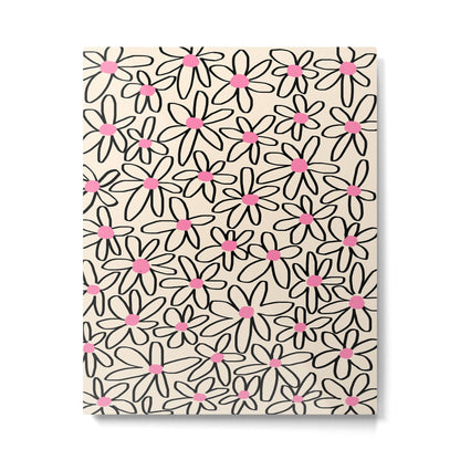 Joyful Flower Lines - b/w pink Metal Print Gallery Image 2