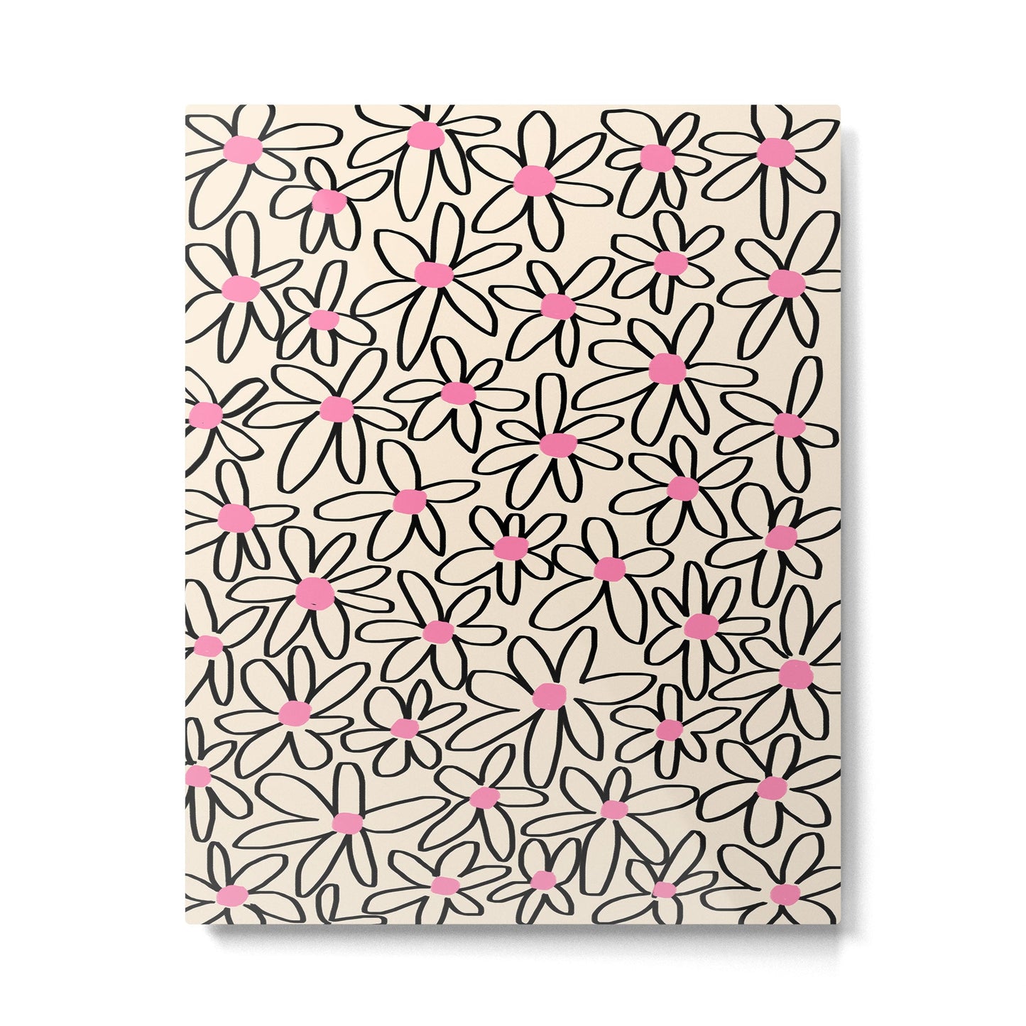 Joyful Flower Lines - b/w pink Metal Print Gallery Image 1