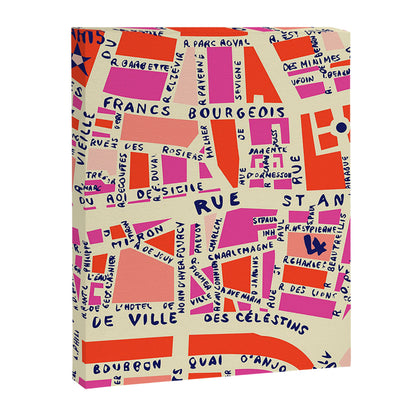 paris map pink Canvas Print Gallery Image 3