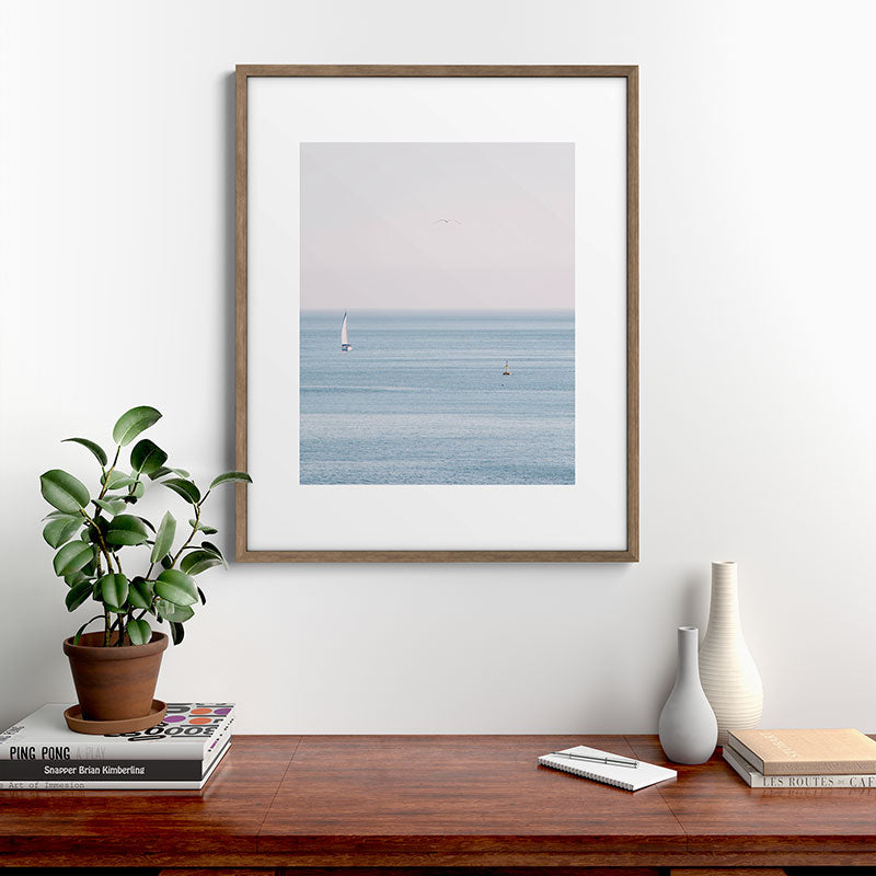 Ocean - Sail boat in calm sea - travel photography Framed Art Print Gallery Image 14