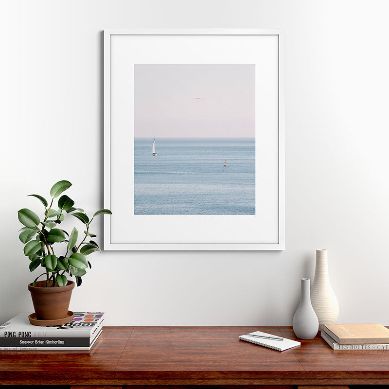 Ocean - Sail boat in calm sea - travel photography Framed Art Print Gallery Image 56