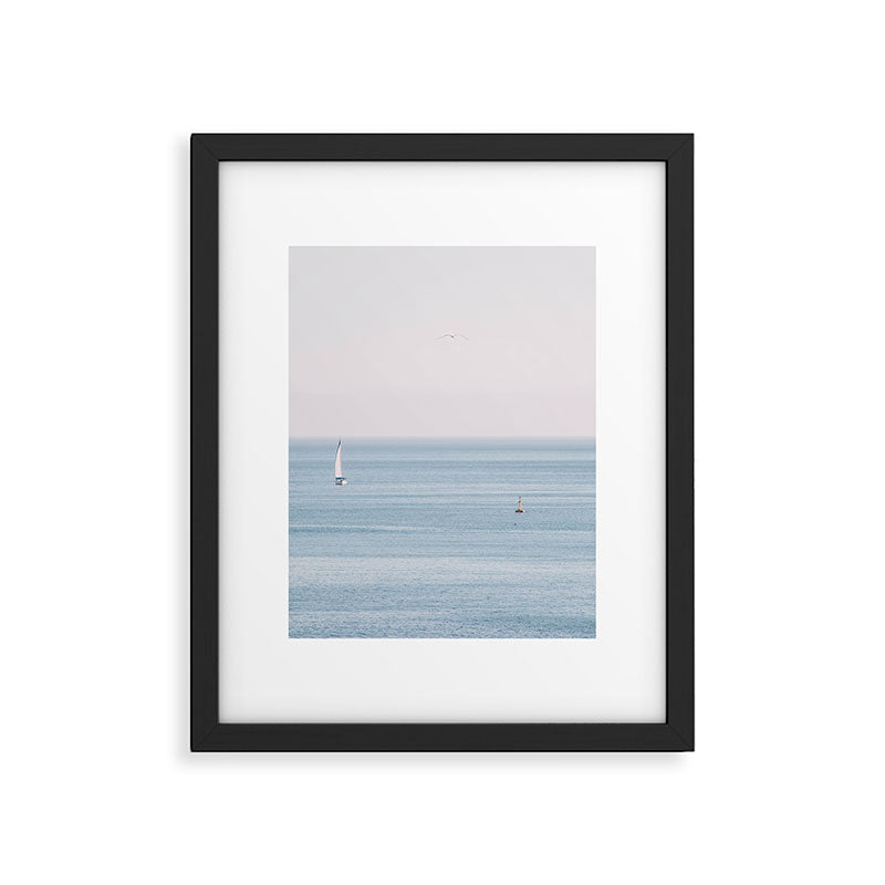Ocean - Sail boat in calm sea - travel photography Framed Art Print Gallery Image 1