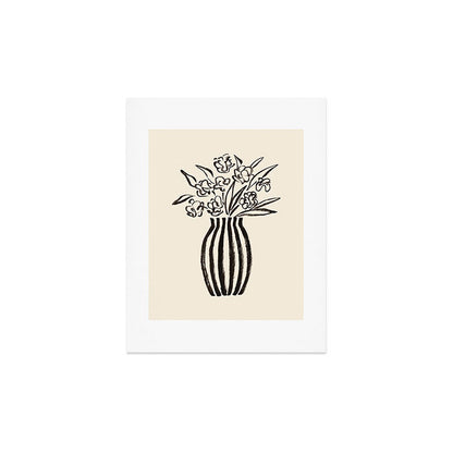 Stripe Flower Vase - Black and White Art Print Gallery Image 3