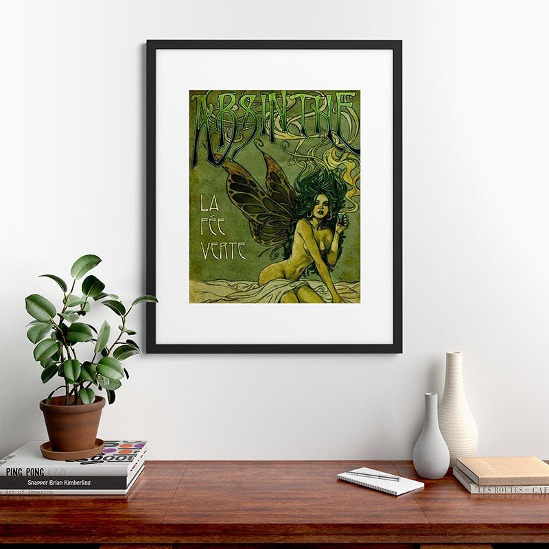 Vintage Parisian Green Fairy Absinthe Alcoholic Aperitif Advertisement Poster Framed Art Print Gallery Image 48