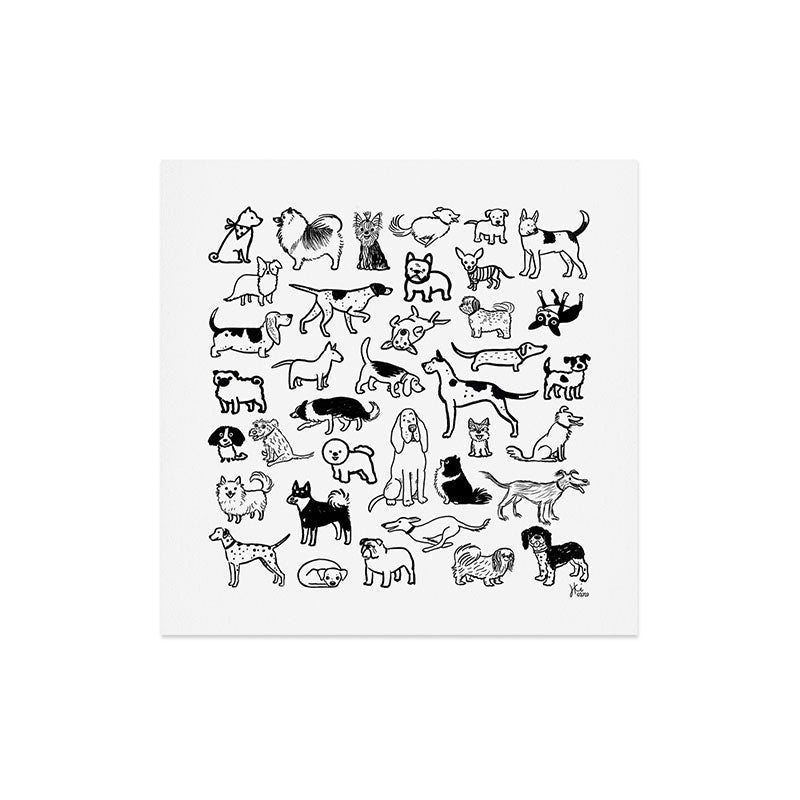 Black and White Dog Drawings | Cute Dog Breeds Pattern Art Print Gallery Image 5