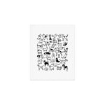 Black and White Dog Drawings | Cute Dog Breeds Pattern Art Print Gallery Image 1