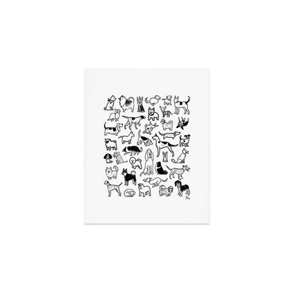 Black and White Dog Drawings | Cute Dog Breeds Pattern Art Print Gallery Image 1