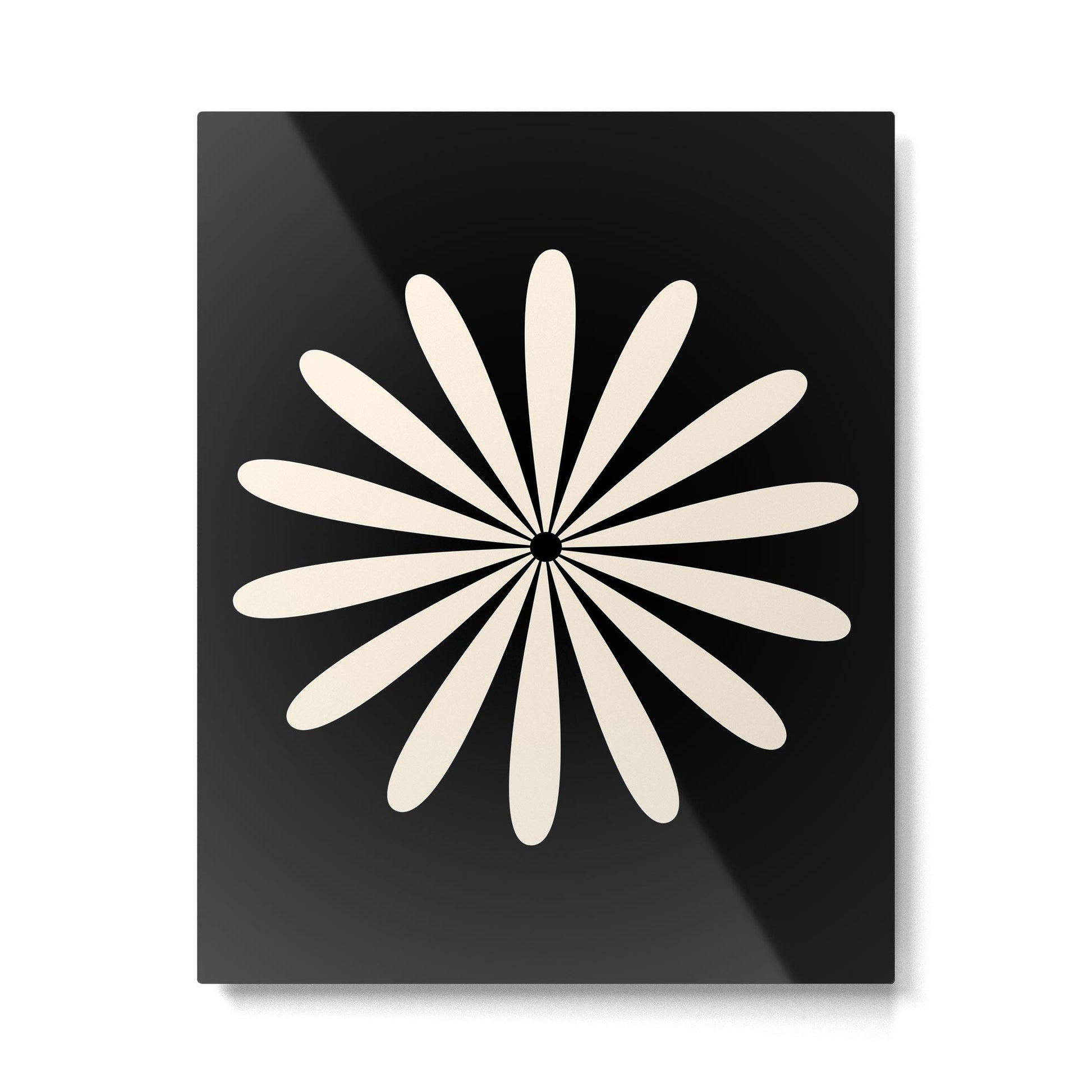 Big Daisy Retro Minimalist Flower Black and Almond Cream Metal Print Gallery Image 4