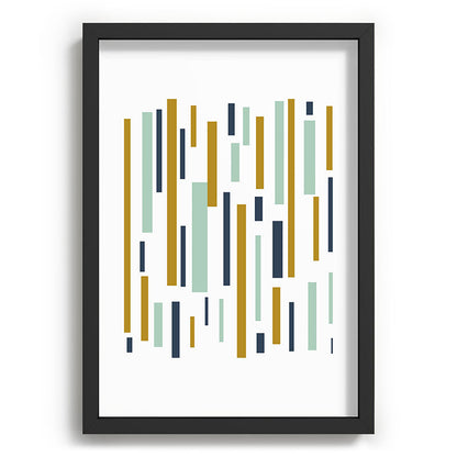Interrupted Lines Mid-Century Modern Minimalist Pattern in Navy Blue, Teal Mint, Gold Mustard, White Framed Art Print Gallery Image 81