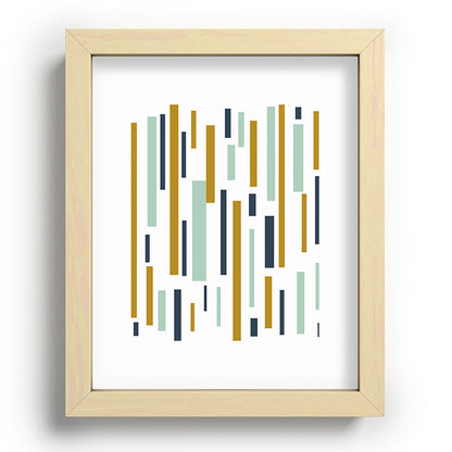 Interrupted Lines Mid-Century Modern Minimalist Pattern in Navy Blue, Teal Mint, Gold Mustard, White Framed Art Print Gallery Image 95