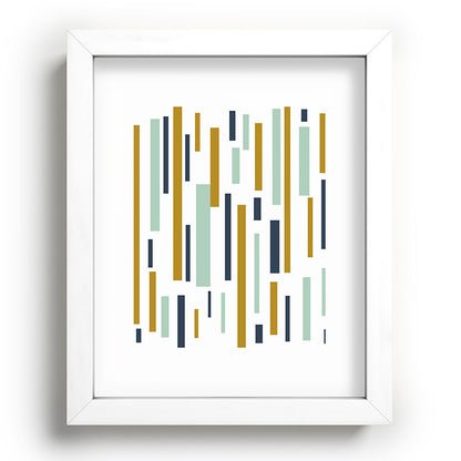 Interrupted Lines Mid-Century Modern Minimalist Pattern in Navy Blue, Teal Mint, Gold Mustard, White Framed Art Print Gallery Image 103
