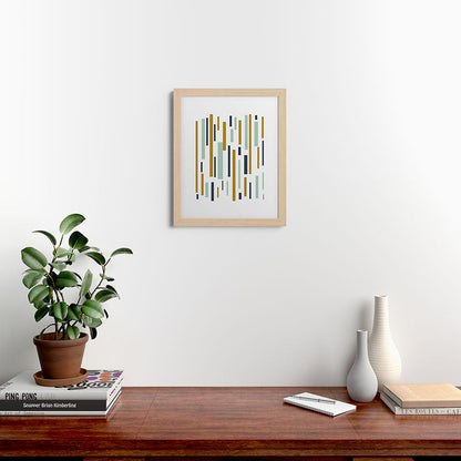Interrupted Lines Mid-Century Modern Minimalist Pattern in Navy Blue, Teal Mint, Gold Mustard, White Framed Art Print Gallery Image 63