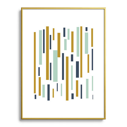 Interrupted Lines Mid-Century Modern Minimalist Pattern in Navy Blue, Teal Mint, Gold Mustard, White Framed Art Print Gallery Image 124