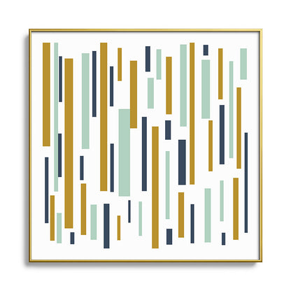 Interrupted Lines Mid-Century Modern Minimalist Pattern in Navy Blue, Teal Mint, Gold Mustard, White Framed Art Print Gallery Image 136