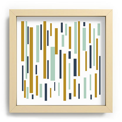Interrupted Lines Mid-Century Modern Minimalist Pattern in Navy Blue, Teal Mint, Gold Mustard, White Framed Art Print Gallery Image 106