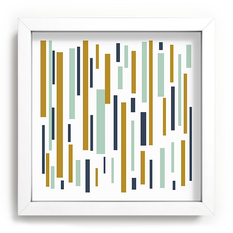 Interrupted Lines Mid-Century Modern Minimalist Pattern in Navy Blue, Teal Mint, Gold Mustard, White Framed Art Print Gallery Image 114