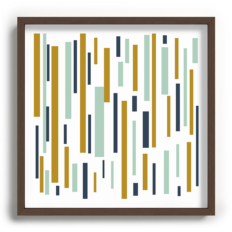 Interrupted Lines Mid-Century Modern Minimalist Pattern in Navy Blue, Teal Mint, Gold Mustard, White Framed Art Print Gallery Image 101
