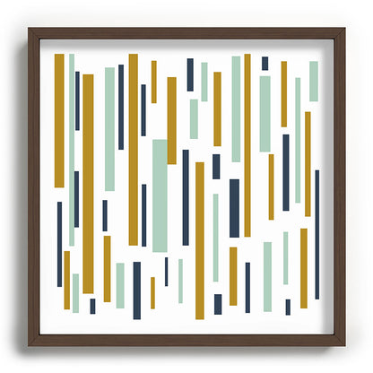 Interrupted Lines Mid-Century Modern Minimalist Pattern in Navy Blue, Teal Mint, Gold Mustard, White Framed Art Print Gallery Image 101