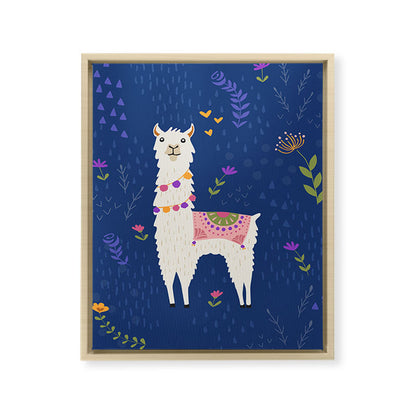 Llama on Blue Framed Canvas Print Gallery Image 16