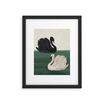 Black Swan White Swan Framed Art Print Gallery Image 4