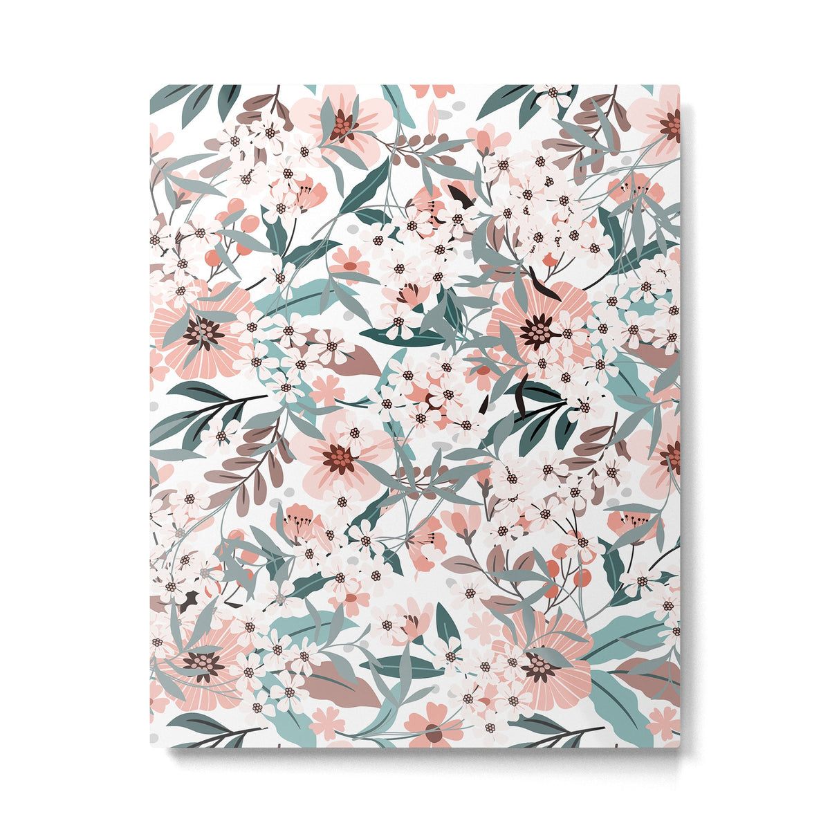Spring Wildflowers, Floral Prints, Soft Pink and Teal Metal Print Gallery Image 6