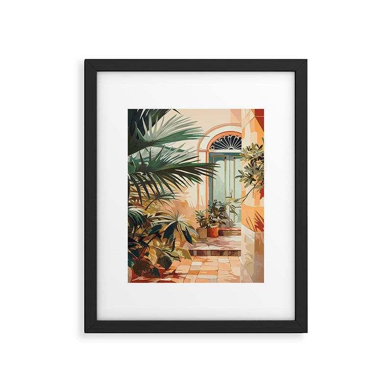 Villa Courtyard Mediterranean Art Framed Art Print Gallery Image 1