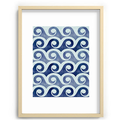 Indigo Geometric Beach Waves Framed Art Print Gallery Image 99