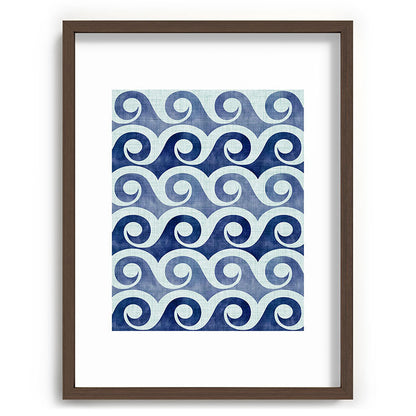 Indigo Geometric Beach Waves Framed Art Print Gallery Image 92