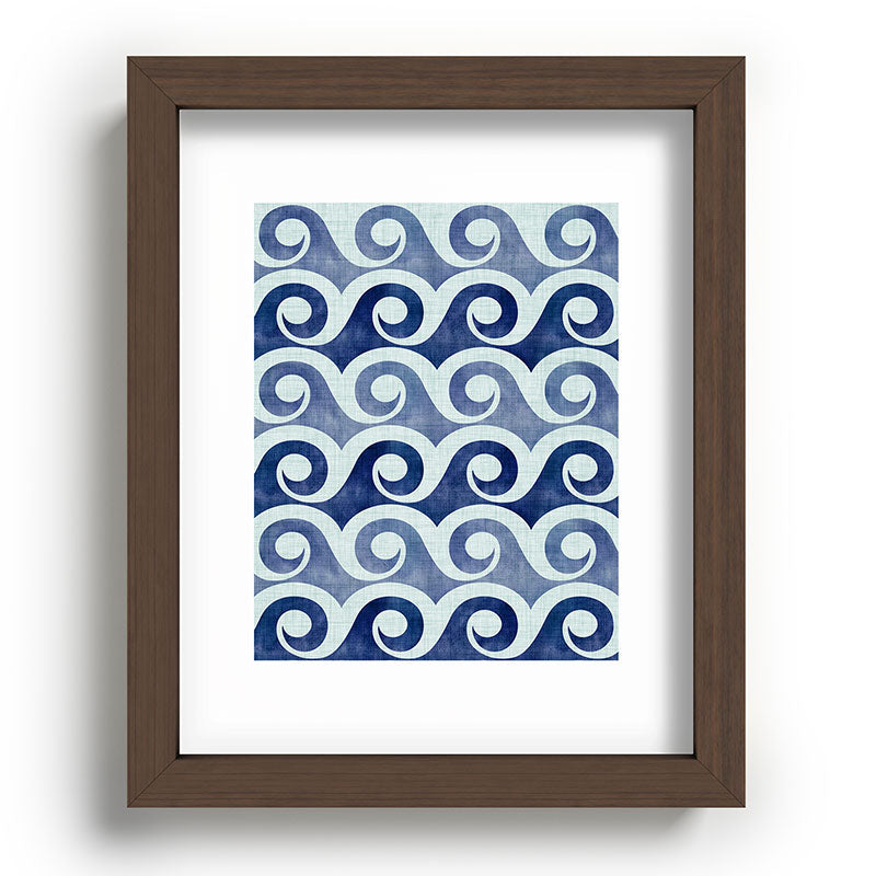 Indigo Geometric Beach Waves Framed Art Print Gallery Image 88