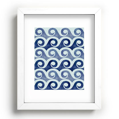 Indigo Geometric Beach Waves Framed Art Print Gallery Image 104