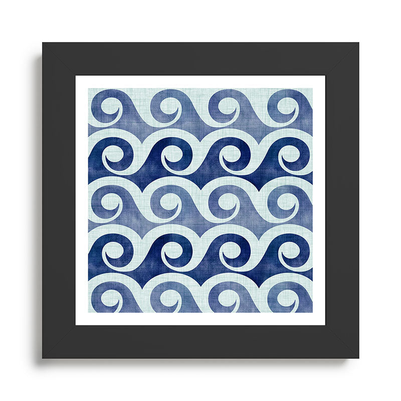 Indigo Geometric Beach Waves Framed Art Print Gallery Image 46