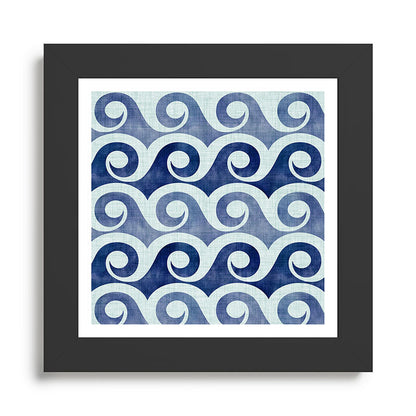 Indigo Geometric Beach Waves Framed Art Print Gallery Image 46