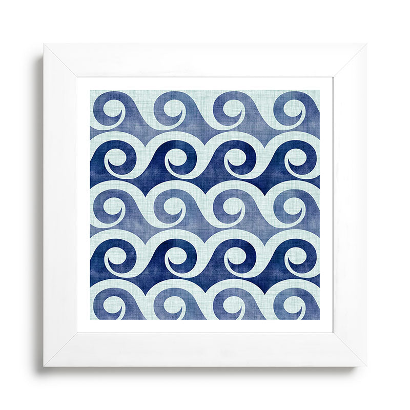 Indigo Geometric Beach Waves Framed Art Print Gallery Image 79