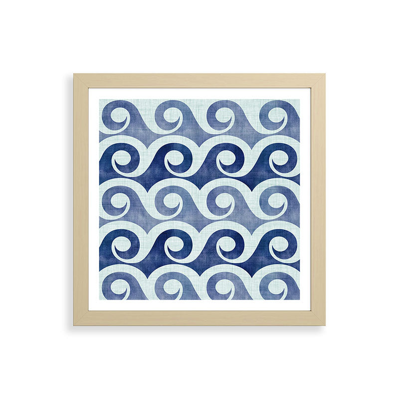 Indigo Geometric Beach Waves Framed Art Print Gallery Image 71