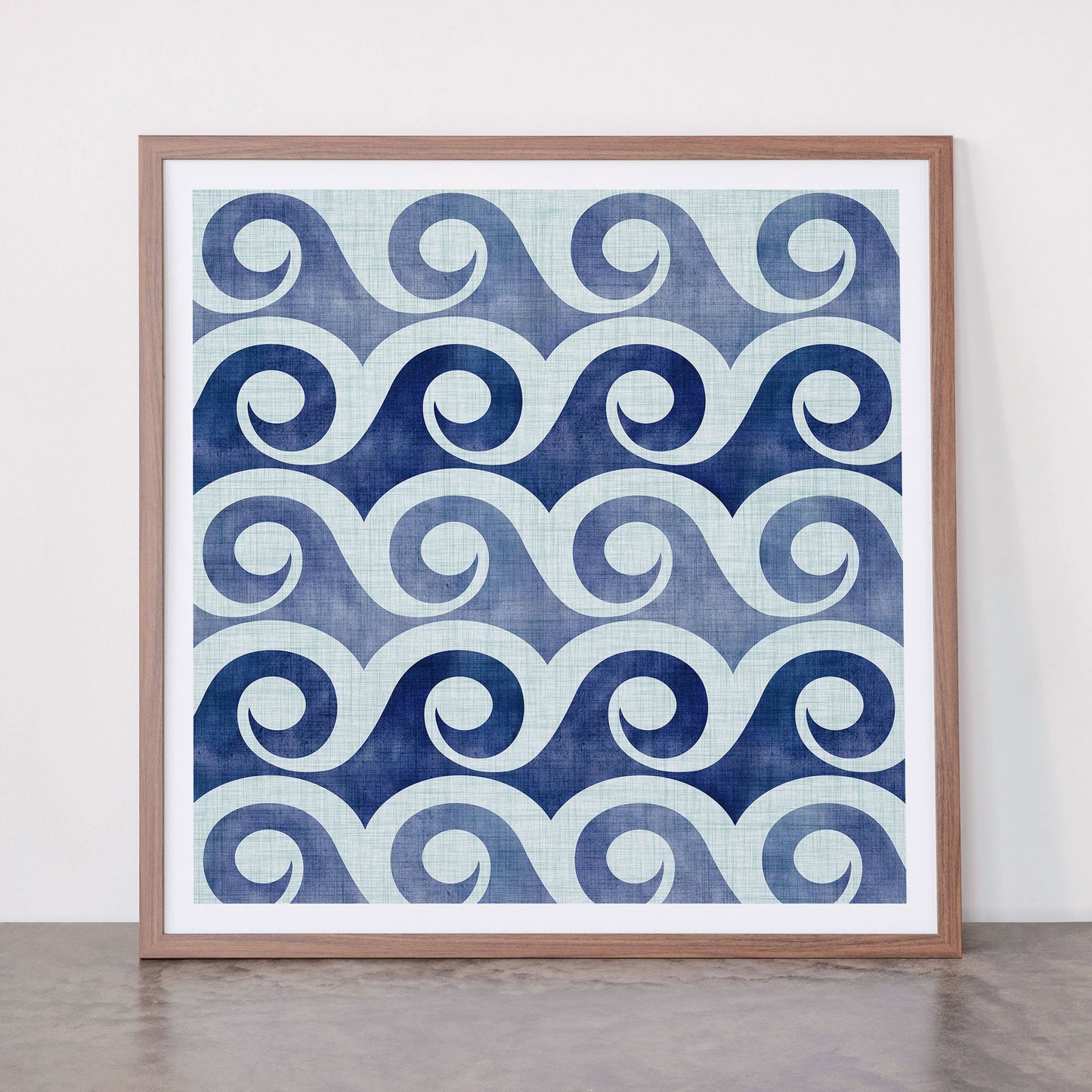 Indigo Geometric Beach Waves Framed Art Print Gallery Image 66