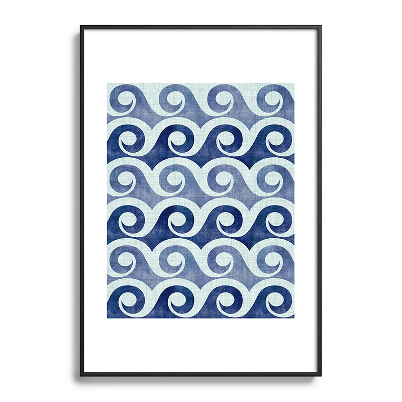 Indigo Geometric Beach Waves Framed Art Print Gallery Image 113
