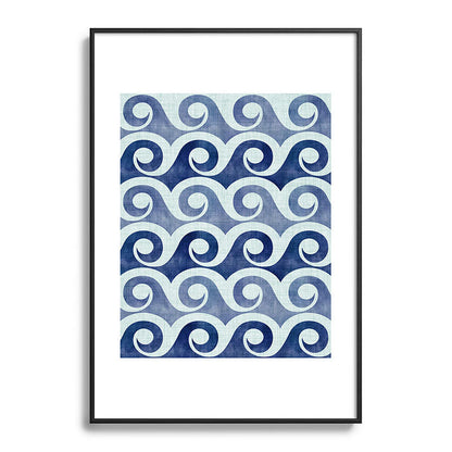 Indigo Geometric Beach Waves Framed Art Print Gallery Image 113