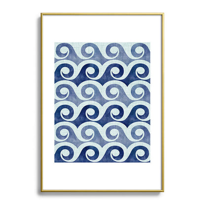 Indigo Geometric Beach Waves Framed Art Print Gallery Image 123