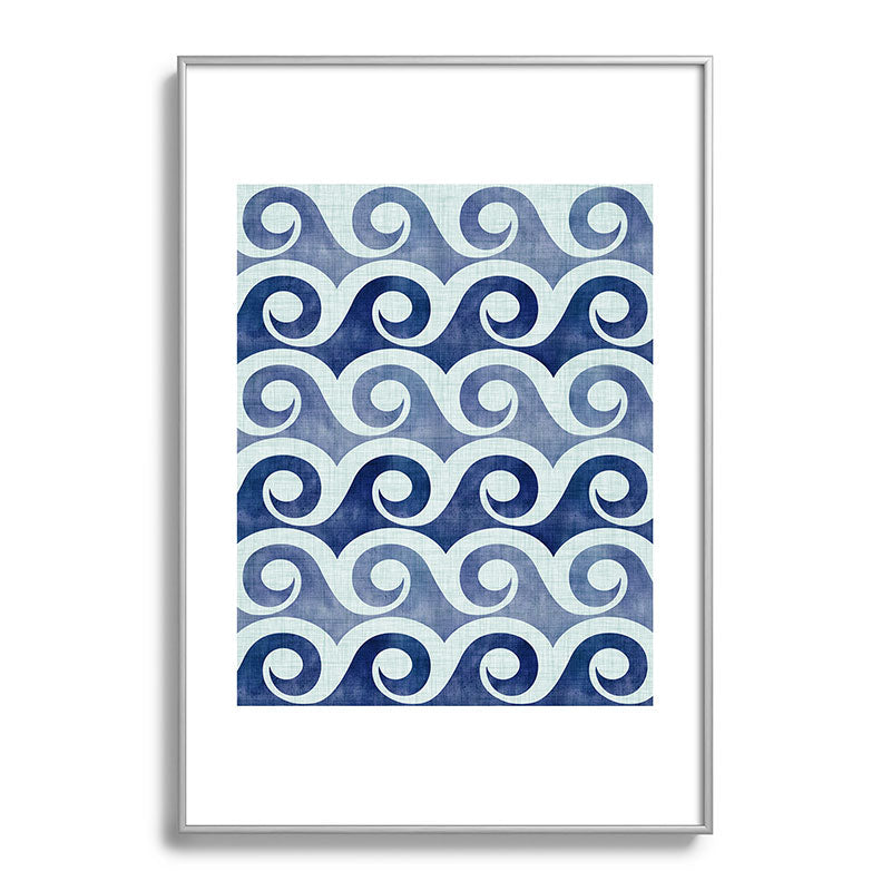 Indigo Geometric Beach Waves Framed Art Print Gallery Image 132