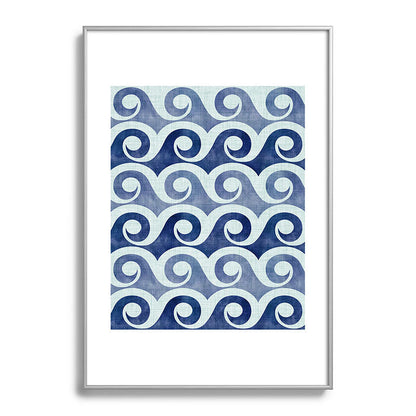 Indigo Geometric Beach Waves Framed Art Print Gallery Image 132