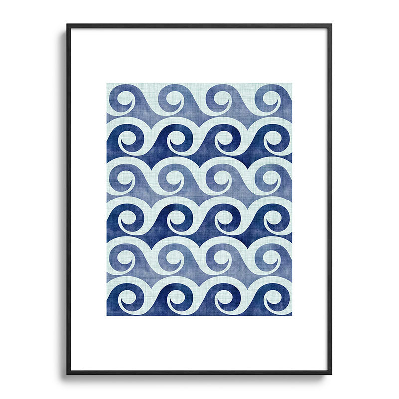 Indigo Geometric Beach Waves Framed Art Print Gallery Image 115