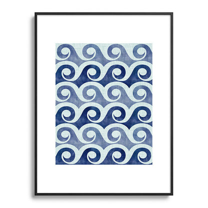 Indigo Geometric Beach Waves Framed Art Print Gallery Image 115