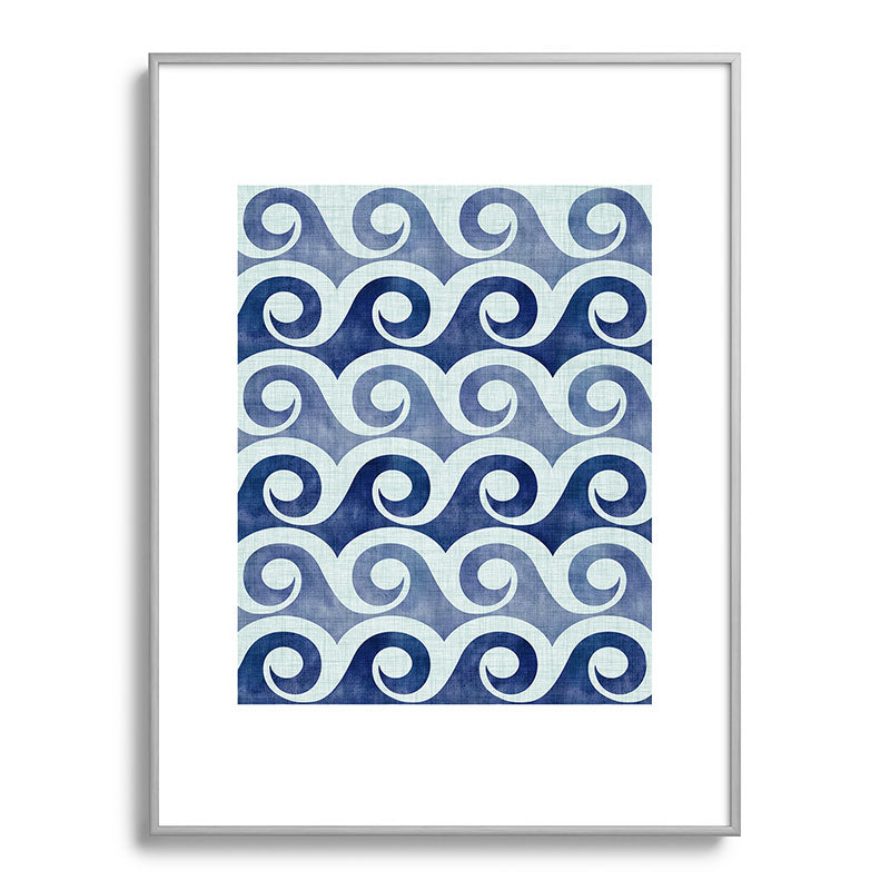 Indigo Geometric Beach Waves Framed Art Print Gallery Image 134