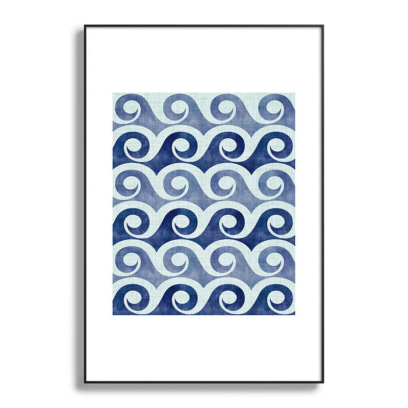 Indigo Geometric Beach Waves Framed Art Print Gallery Image 117