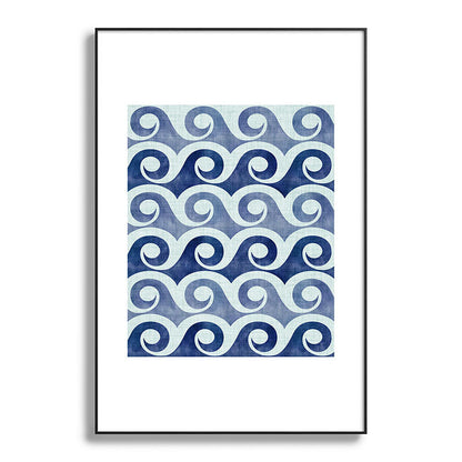 Indigo Geometric Beach Waves Framed Art Print Gallery Image 119