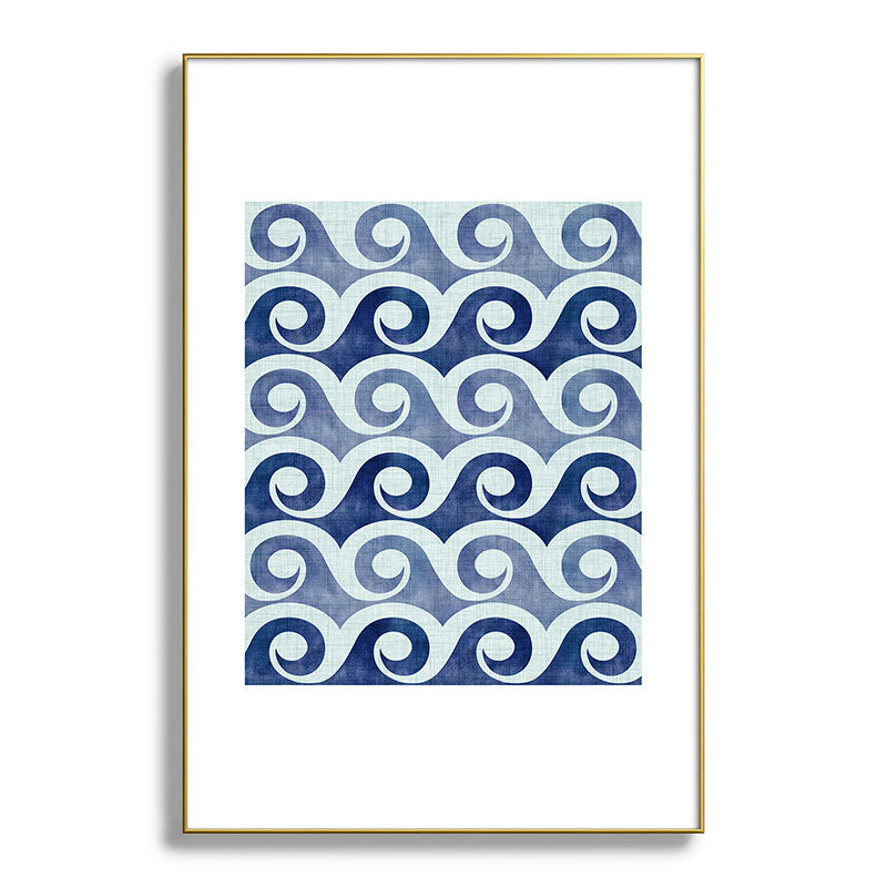 Indigo Geometric Beach Waves Framed Art Print Gallery Image 128