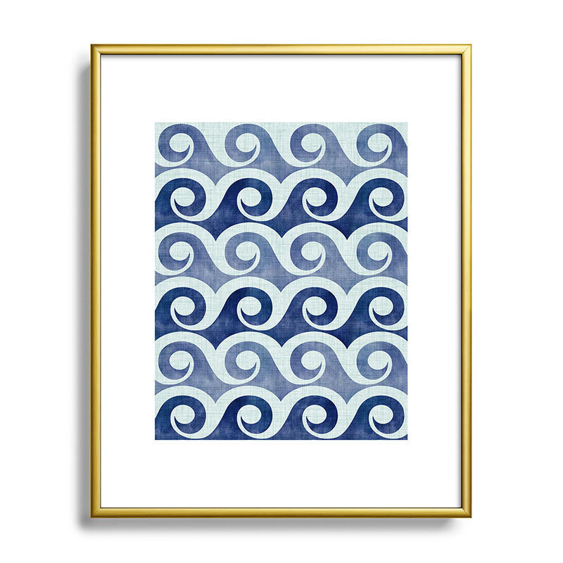 Indigo Geometric Beach Waves Framed Art Print Gallery Image 120