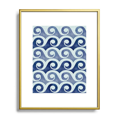 Indigo Geometric Beach Waves Framed Art Print Gallery Image 121